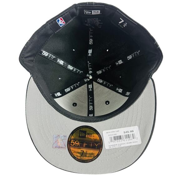 Miami Heat NBA New Era 59Fifty Black Fitted Hat Size 7.5 New With Tags MSRP 46 - Picture 4 of 4